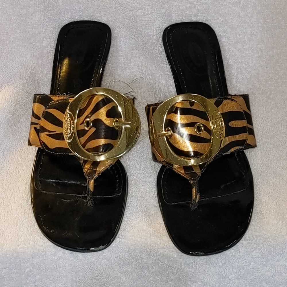 Tiger striped kitten heel sandal